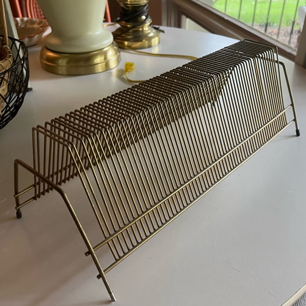 VINTAGE | Gold Metal Record Holder Display